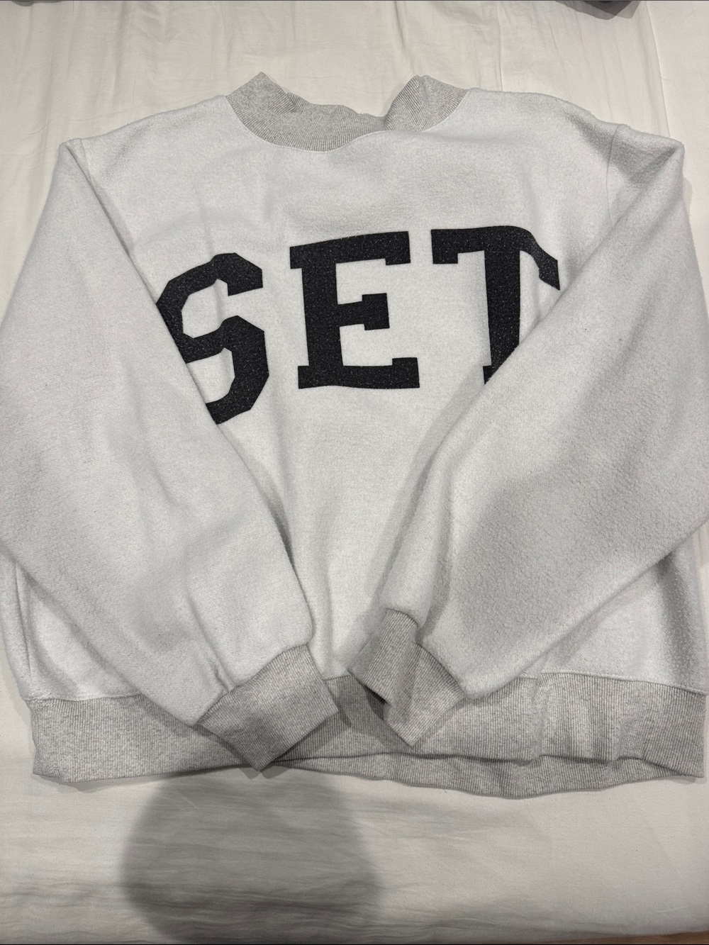 SET Active x Parke Reversible White & Light Gray Crewneck Sweater